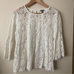 Chelsea28 Lace Top Size L Long Bell Sleeve